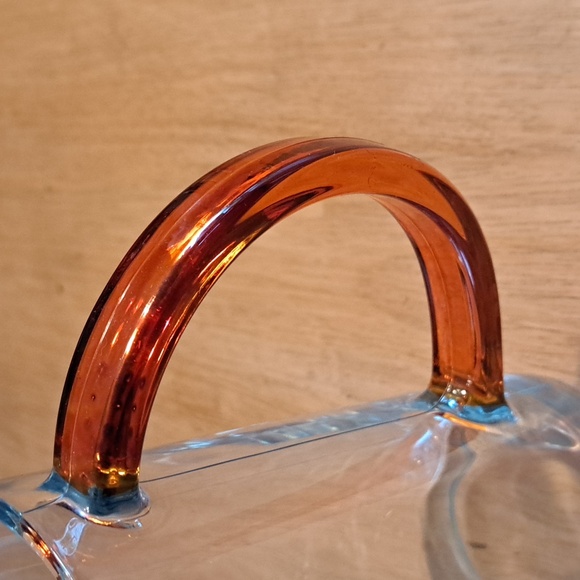 Vintage Pasabahce glass pitcher with orange handle - Picture 2 of 5